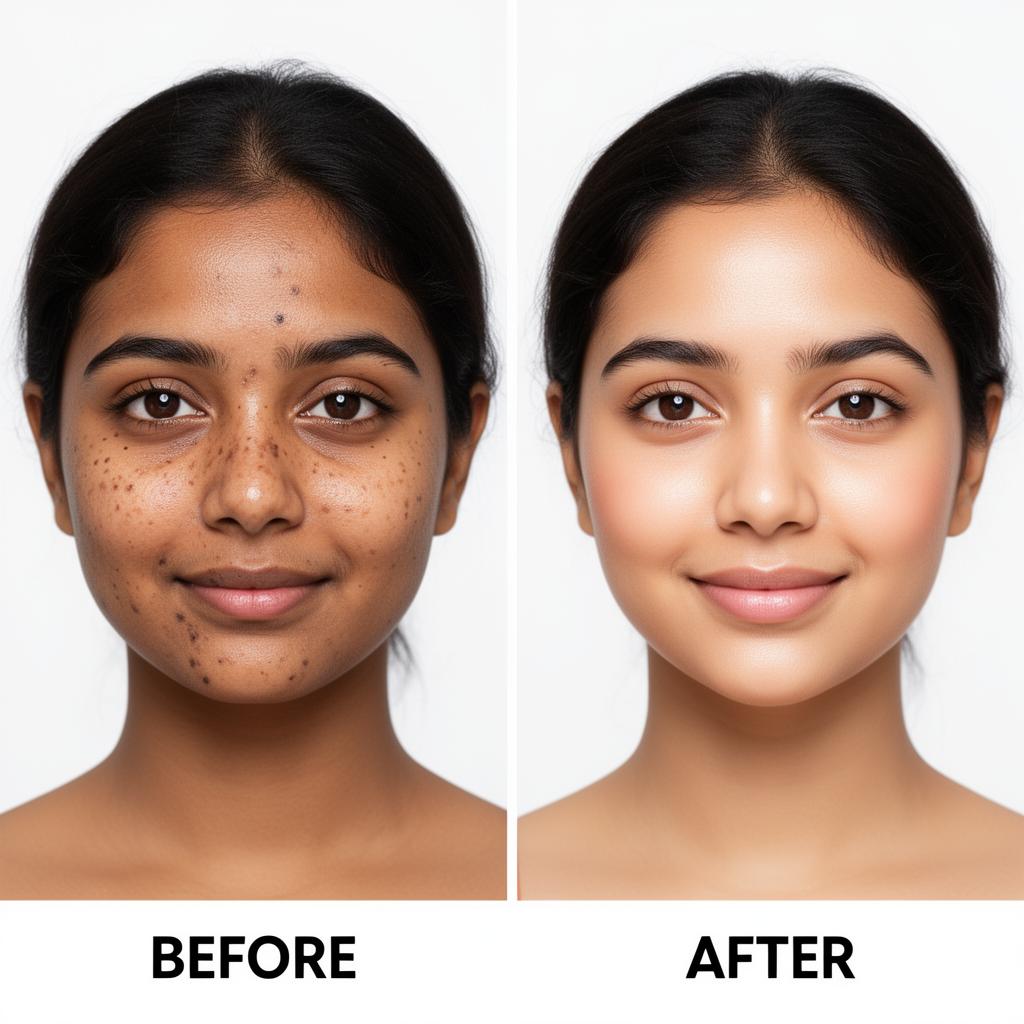 Before and after using Tone-up Sun Cream